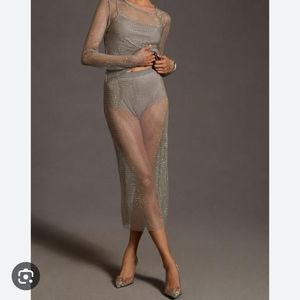 Anthropologie Sunday in Brooklyn Sequin Mesh Midi Skirt